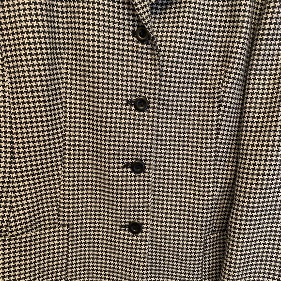 TALBOTS Petites Wool Houndstooth Blazer Italy Jacket 10 Black White Pockets - Picture 6 of 9